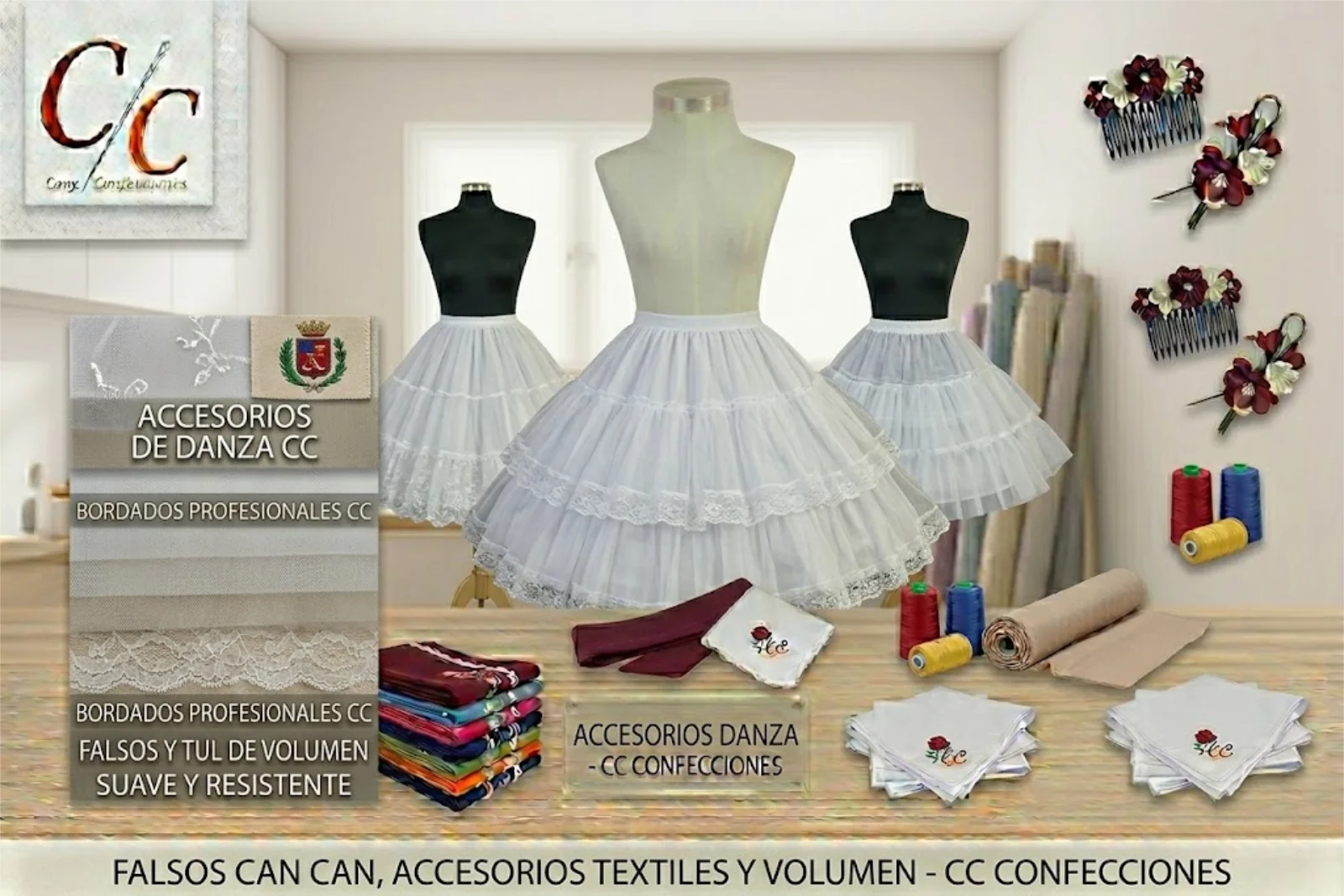Falsos cancan para danza y vestuario folclórico de Confecory en Chile