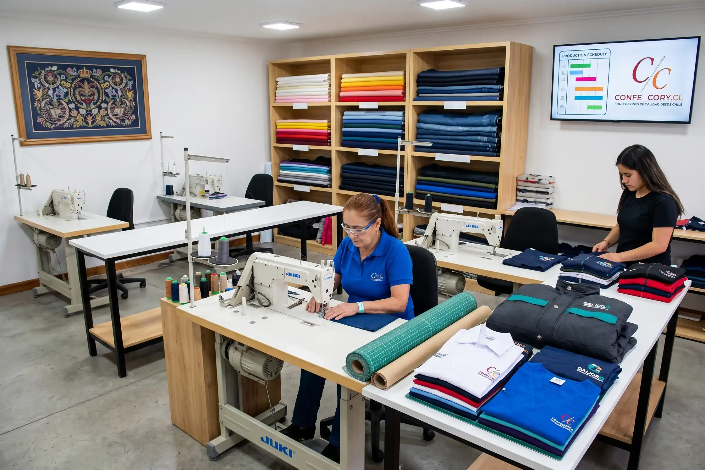 Confección textil especializada de Confecory para colegios, empresas e instituciones en Chile