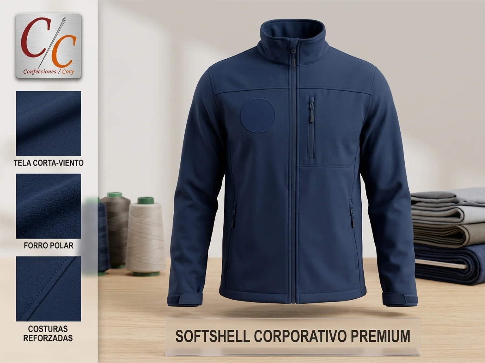 Softshell corporativos personalizados de Confecory en Chile