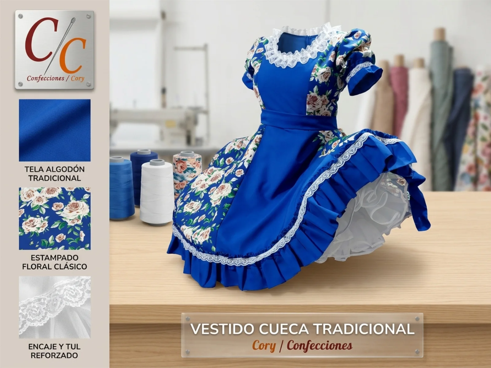 Vestidos de cueca para presentaciones folclóricas de Confecory en Chile